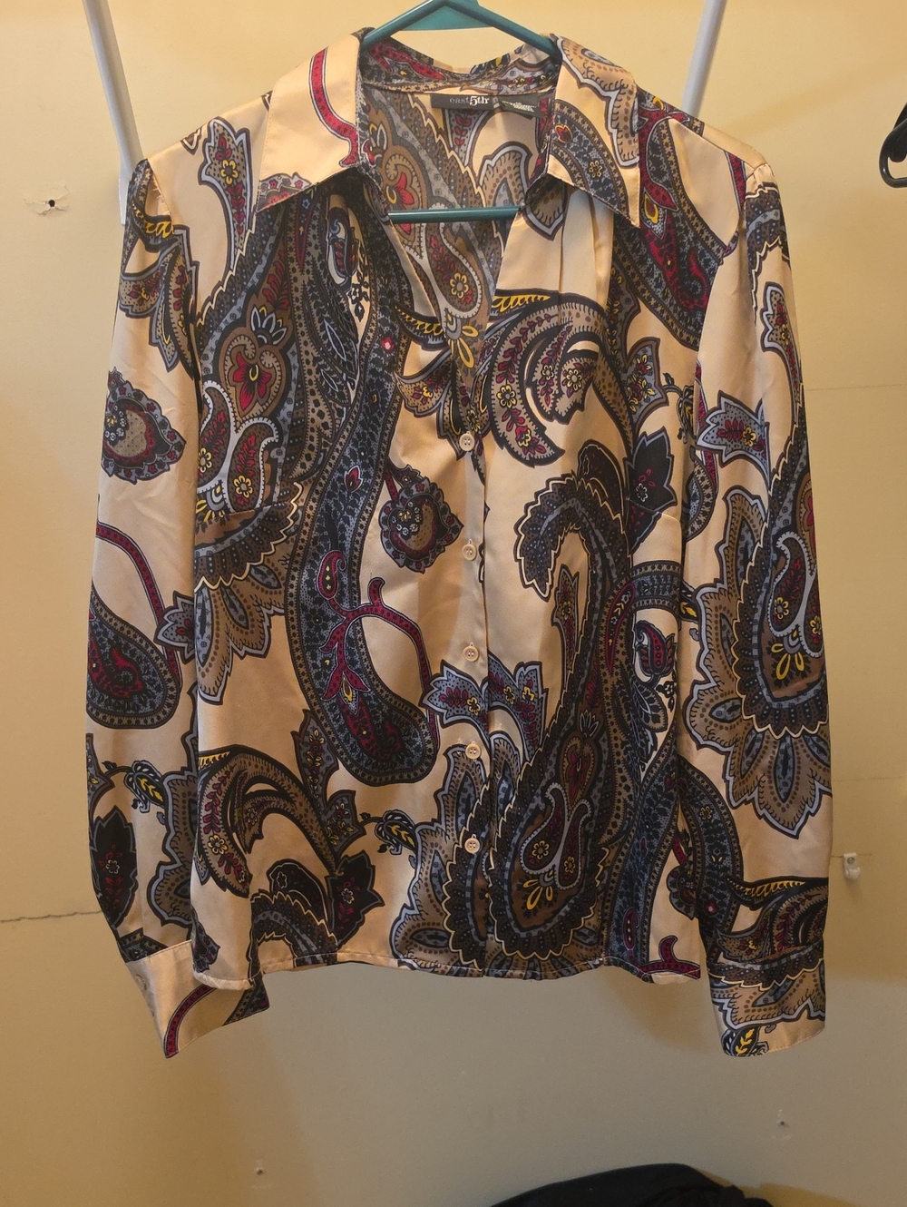 East 5th Cream Paisley Button-Down Shirt with Multicolor Accents